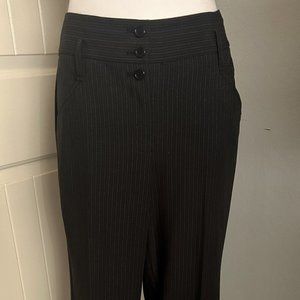 Studio M Women's Black Stripe Light Weight Trousers Slash Side Pockets Size 6P